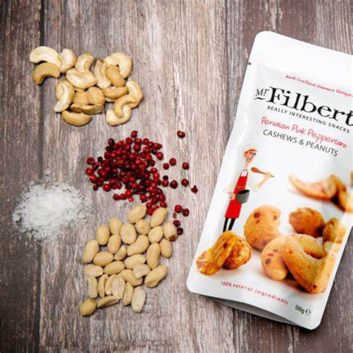 Mr Filberts - Peruvian Pink Peppercorn Cashews & Peanuts (100g)